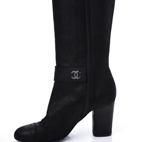 chanel suede thigh high boots|chanel leather boot with heel.